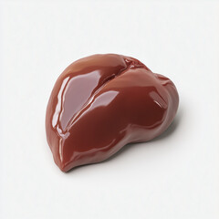 Obraz premium Fresh Chicken Liver with Parsley Garnish on White Background 