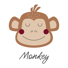 Cute cute monkey vector illustration. Print for children's clothes, notepads and cards.