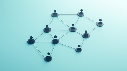 Social Interactions and New Connections Concept - Network of People on Light Blue Background