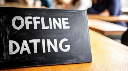 Offline Dating Concept: Chalkboard Sign for Relationship and Dating Themes