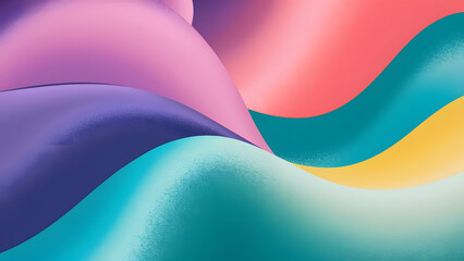 Chromatic Flow: A mesmerizing dance of vibrant hues, where smooth, silky waves of purple, teal, coral, and gold converge in a symphony of color. 