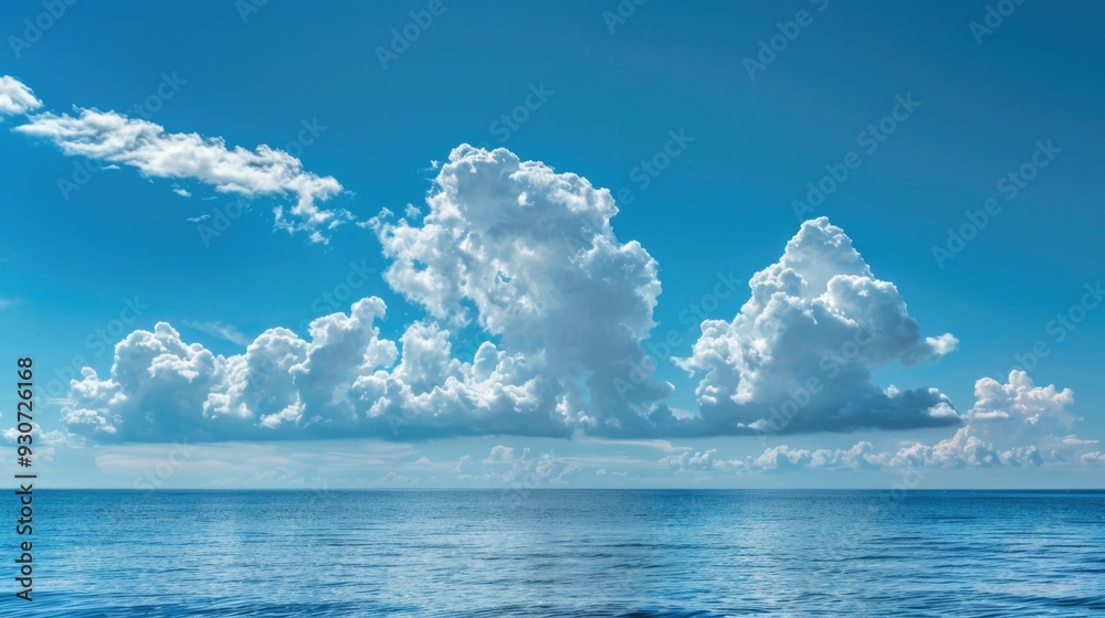 Aufkleber A large ocean with clouds in the sky, suitable for use as a background or in travel and outdoor related projects