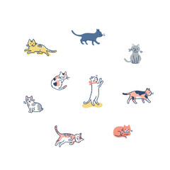 さまざまなポーズの猫　バリエーション　セット © hisa-nishiya
