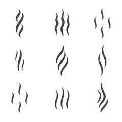 Aroma icon set. Set smell icons. Cooking steam or warm aroma smell mark, steaming  odour. Vector