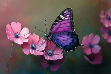 Naklejka premium Purple butterfly on flower