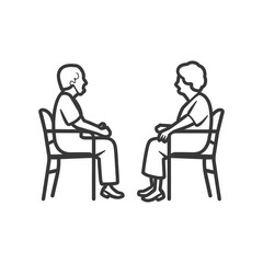 Elderly Couple Sitting on Chairs Facing Each Other
