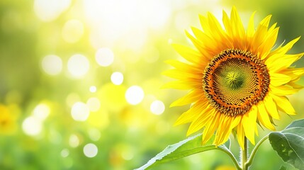 Fototapeta premium Vibrant Sunflower on Blurred Green Field