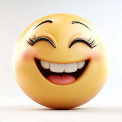 Fototapeta premium Joyful emoji with a big grin and sparkling eyes radiating happiness and excitement in a cheerful setting