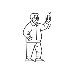 Fototapeta premium Elderly Man Taking a Selfie with a Smartphone