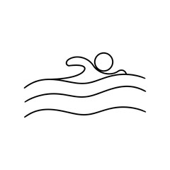 Summer Swim Water Information Flat People Pictogram Icon Isolated on White Background