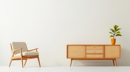 Midcentury modern living room with teak furniture, geometric patterns, and a cozy atmosphere, midcentury modern, teak furniture