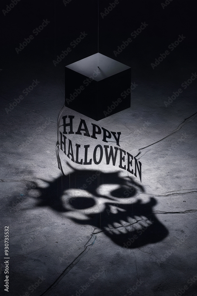 Wall mural happy Halloween text poster with dark background