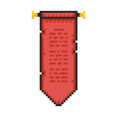 Pixel vintage scroll ribbon, ancient manuscript. Medieval papyrus, parchment.