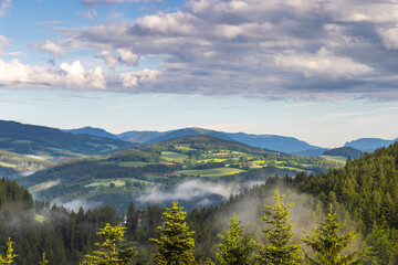 Idyllic landscape of Styria Austrian state in the southeast of the country, Austria, Europe.