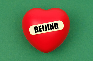 Beijing's heart represents a love for the vibrant capital city with a striking red symbol against a...