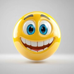 Fototapeta premium Cheeky 3D emoji with a playful grin and raised eyebrow against a bright background in ultra-high detail