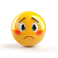 Fototapeta premium A worried emoji in bright colors conveying concern and emotion on a clean white backdrop