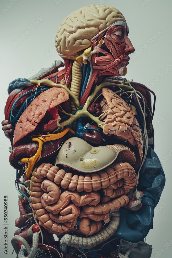 Poster Anatomy illustration featuring various organs and internal structures