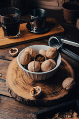 Vintage bowl full of walnuts