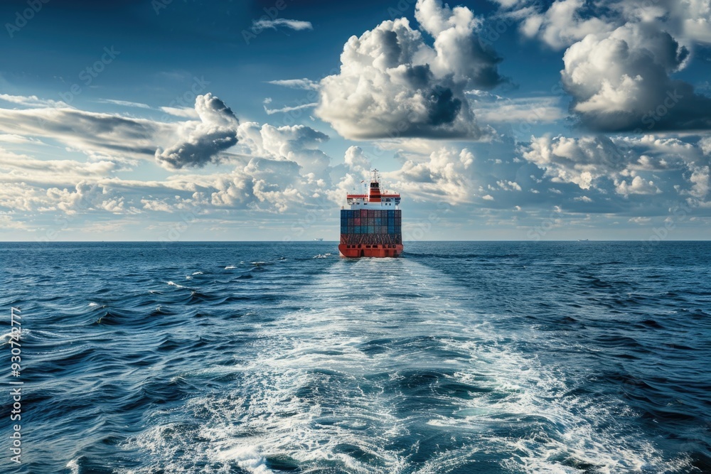 Poster a massive container vessel sailing through open waters