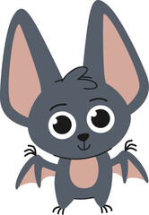 Cute cartoon bat. Animal children illustration on white background.
