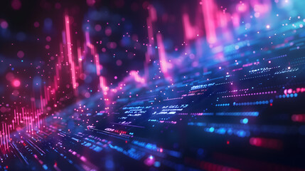 Fototapeta premium Abstract Data Visualization with Pink and Blue Digital Graphs