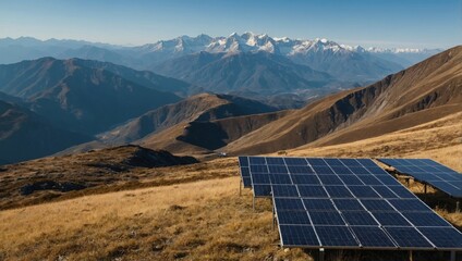 Solar Panels Mountain Landscape 