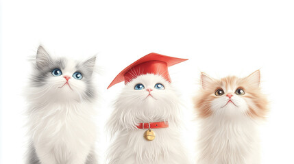 Adorable Kittens with Graduation Cap - Cute Furry Friends Celebrating Achievement