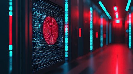 Biometric security system with holographic display, representing innovation in digital security and access control.