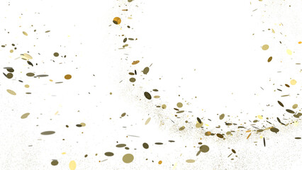Radiant Festivity: Spectacular 3D Illustration Showcasing Radiating gold Confetti in PNG 3D
