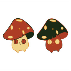 Styled mushrooms.Halloween theme. Vector illustration