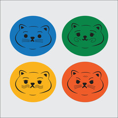 Moody cat stickers. Vector illustration