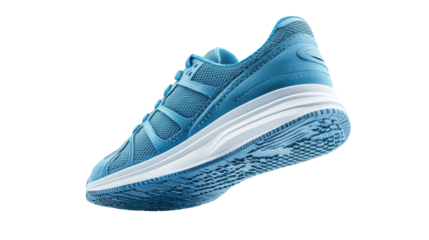 A stylish blue sneaker designed for comfort and performance, perfect for active lifestyles and casual wear. isolated on transparent background PNG