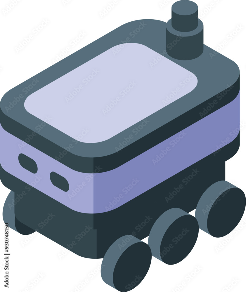 Poster autonomous robot is working, using artificial intelligence to deliver something