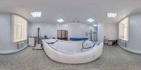 360 hdri panorama in spa saloon with bath in equirectangular spherical projection