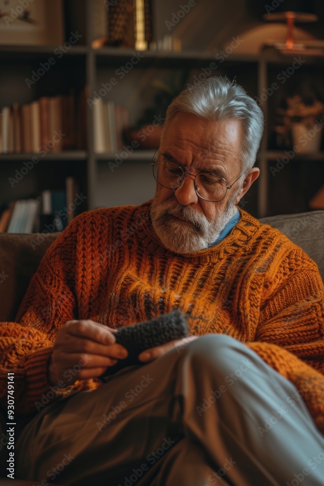 Aufkleber a person relaxing on a couch with a remote control, perfect for media-related concepts or leisure ti