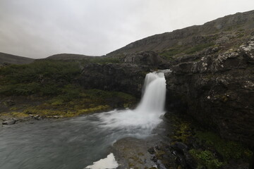 Fototapeta premium Dynjandi Waterfall with its neighbor Waterfalls, Iceland