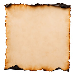 Burnt Edged Old Paper Isolated on Transparent Background
