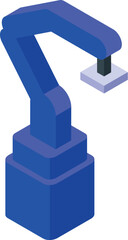 Blue robotic arm is picking an object from conveyor belt in factory