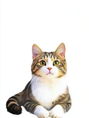 Obraz premium A drawing of a cat sitting on a white background
