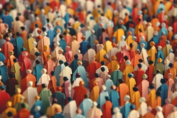 Fototapeta premium A group of people are standing in a crowd, with some of them wearing hats, generative ai image