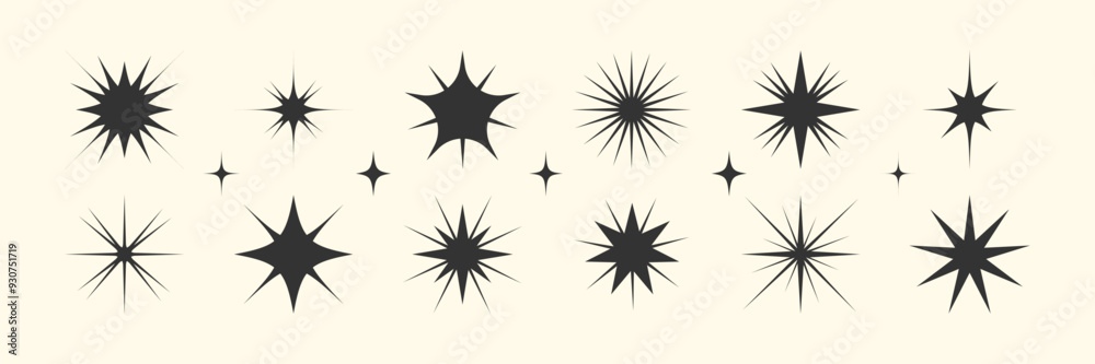 Canvas Prints sparkle stars icons collection. spark asterisk shape set. abstract twinkle bling magic shine effect.