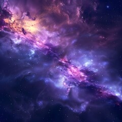 Naklejka premium Vibrant nebula with colorful cosmic clouds in space