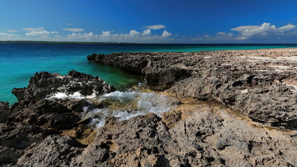 Beach sector between the rainforest and the reef lagoon, north side of the old concrete berth on the west shore of Cayo Saetia Cay. Mayari-Cuba-630