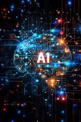 Digital AI Background with Circuits