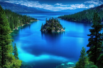 Fototapeta premium Emerald Bay, Lake Tahoe. Stunning Emerald Waters at Summer Destination in America
