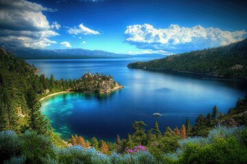 Emerald Bay, Lake Tahoe - A Summer Destination Dream by Emerald Bay, a Stunning Island on the Shore of Lake Tahoe, America