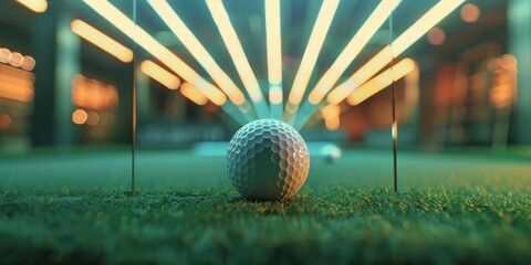 Golf ball on tee in simulator