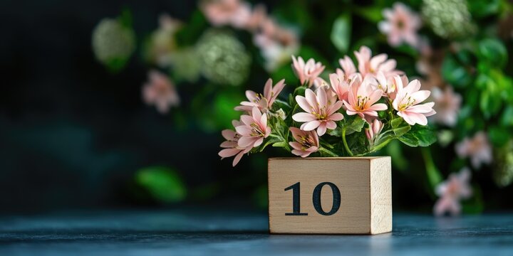 May 10 Mothers Day. Wooden Block Calendar with Date of Mother's Day Celebration
