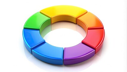 Obraz premium Six vibrant circle segments overlap to form a complete ring, each part representing a different aspect of a comprehensive system or process for easy visualization.